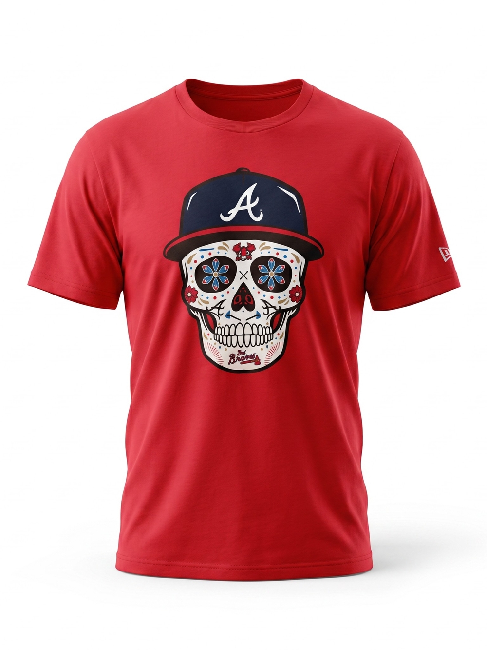 New Era Atlanta Braves Los Bravos Sugar Skull Graphic T-Shirt Red XL